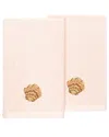 Linum Home Textiles Turkish Cotton Aaron 2pc Embellished Fingertip Towel Set In Blush