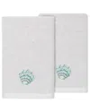 Linum Home Textiles Turkish Cotton Aaron 2pc Embellished Fingertip Towel Set In Silver