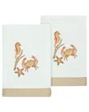 Linum Home Textiles Turkish Cotton Aaron 2pc Embellished Hand Towel Set In Aqua