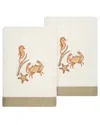 Linum Home Textiles Turkish Cotton Aaron 2pc Embellished Hand Towel Set In Beige