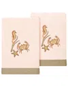 Linum Home Textiles Turkish Cotton Aaron 2pc Embellished Hand Towel Set In Blush