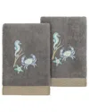 Linum Home Textiles Turkish Cotton Aaron 2pc Embellished Hand Towel Set In Charcoal
