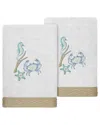 Linum Home Textiles Turkish Cotton Aaron 2pc Embellished Hand Towel Set In Silver