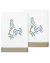 Linum Home Textiles Turkish Cotton Aaron 2pc Embellished Hand Towel Set In White