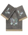 Linum Home Textiles Turkish Cotton Aaron 3pc Embellished Bath & Hand Towel Set In Charcoal