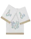 Linum Home Textiles Turkish Cotton Aaron 3pc Embellished Bath & Hand Towel Set In Silver