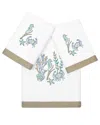 Linum Home Textiles Turkish Cotton Aaron 3pc Embellished Bath & Hand Towel Set In White