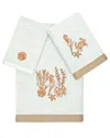 Linum Home Textiles Turkish Cotton Aaron 3pc Embellished Towel Set In Aqua