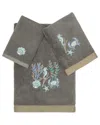 Linum Home Textiles Turkish Cotton Aaron 3pc Embellished Towel Set In Charcoal