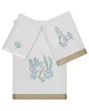 Linum Home Textiles Turkish Cotton Aaron 3pc Embellished Towel Set In Silver
