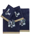 Linum Home Textiles Turkish Cotton Aaron 4pc Embellished Towel Set In Blue