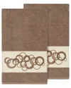 Linum Home Textiles Turkish Cotton Annabelle 2pc Embellished Bath Towel Set In Beige