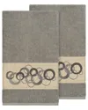 Linum Home Textiles Turkish Cotton Annabelle 2pc Embellished Bath Towel Set In Grey