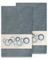 Linum Home Textiles Turkish Cotton Annabelle 2pc Embellished Bath Towel Set In Teal
