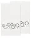 Linum Home Textiles Turkish Cotton Annabelle 2pc Embellished Bath Towel Set In White