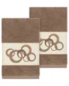 Linum Home Textiles Turkish Cotton Annabelle 2pc Embellished Hand Towel Set In Beige
