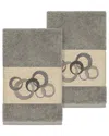 Linum Home Textiles Turkish Cotton Annabelle 2pc Embellished Hand Towel Set In Grey
