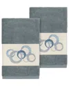Linum Home Textiles Turkish Cotton Annabelle 2pc Embellished Hand Towel Set In Teal