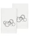 Linum Home Textiles Turkish Cotton Annabelle 2pc Embellished Hand Towel Set In White