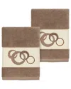 Linum Home Textiles Turkish Cotton Annabelle 2pc Embellished Washcloth Set In Beige