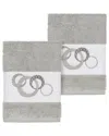 Linum Home Textiles Turkish Cotton Annabelle 2pc Embellished Washcloth Set In Grey