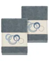 Linum Home Textiles Turkish Cotton Annabelle 2pc Embellished Washcloth Set In Teal