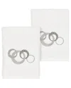 Linum Home Textiles Turkish Cotton Annabelle 2pc Embellished Washcloth Set In White