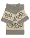Linum Home Textiles Turkish Cotton Annabelle 3pc Embellished Bath & Hand Towel Set In Grey