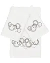 Linum Home Textiles Turkish Cotton Annabelle 3pc Embellished Bath & Hand Towel Set In White