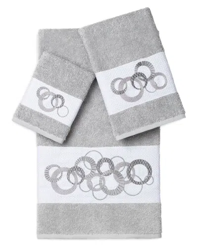 Linum Home Textiles Turkish Cotton Annabelle 3pc Embellished Towel Set In Grey