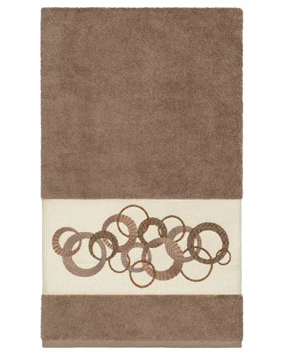Linum Home Textiles Turkish Cotton Annabelle Embellished Bath Towel In Beige