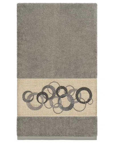 Linum Home Textiles Turkish Cotton Annabelle Embellished Bath Towel In Grey