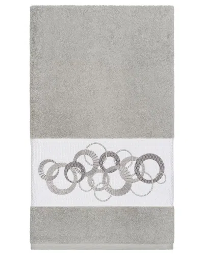 Linum Home Textiles Turkish Cotton Annabelle Embellished Bath Towel In Grey