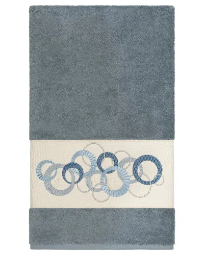 Linum Home Textiles Turkish Cotton Annabelle Embellished Bath Towel In Teal