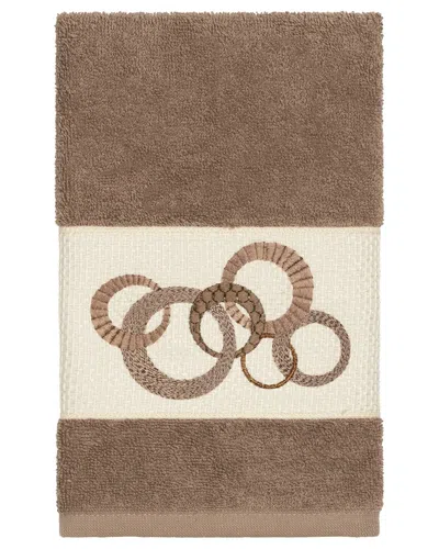 Linum Home Textiles Turkish Cotton Annabelle Embellished Hand Towel In Beige