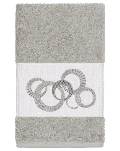 Linum Home Textiles Turkish Cotton Annabelle Embellished Hand Towel In Grey