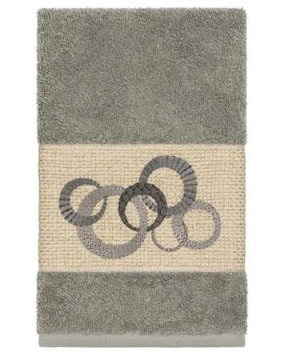 Linum Home Textiles Turkish Cotton Annabelle Embellished Hand Towel In Grey