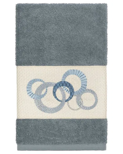 Linum Home Textiles Turkish Cotton Annabelle Embellished Hand Towel In Teal