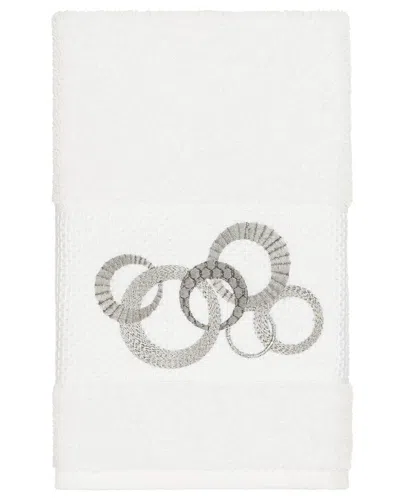 Linum Home Textiles Turkish Cotton Annabelle Embellished Hand Towel In White