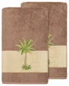Linum Home Textiles Turkish Cotton Colton 2pc Embellished Bath Towel Set In Beige