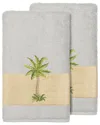Linum Home Textiles Turkish Cotton Colton 2pc Embellished Bath Towel Set In Grey
