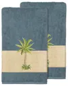 Linum Home Textiles Turkish Cotton Colton 2pc Embellished Bath Towel Set In Teal