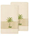 Linum Home Textiles Turkish Cotton Colton 2pc Embellished Hand Towel Set In Cream