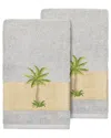 Linum Home Textiles Turkish Cotton Colton 2pc Embellished Hand Towel Set In Grey