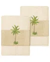 Linum Home Textiles Turkish Cotton Colton 2pc Embellished Washcloth Set In Cream