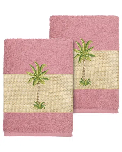 Linum Home Textiles Turkish Cotton Colton 2pc Embellished Washcloth Set In Multi