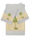Linum Home Textiles Turkish Cotton Colton 3pc Embellished Bath & Hand Towel Set In Grey