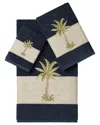 Linum Home Textiles Turkish Cotton Colton 3pc Embellished Towel Set In Blue