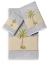 Linum Home Textiles Turkish Cotton Colton 3pc Embellished Towel Set In Grey
