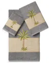 Linum Home Textiles Turkish Cotton Colton 3pc Embellished Towel Set In Grey
